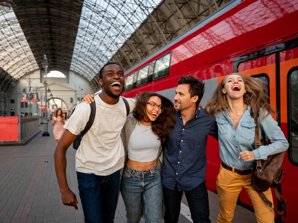 Jonge treinreizigers
